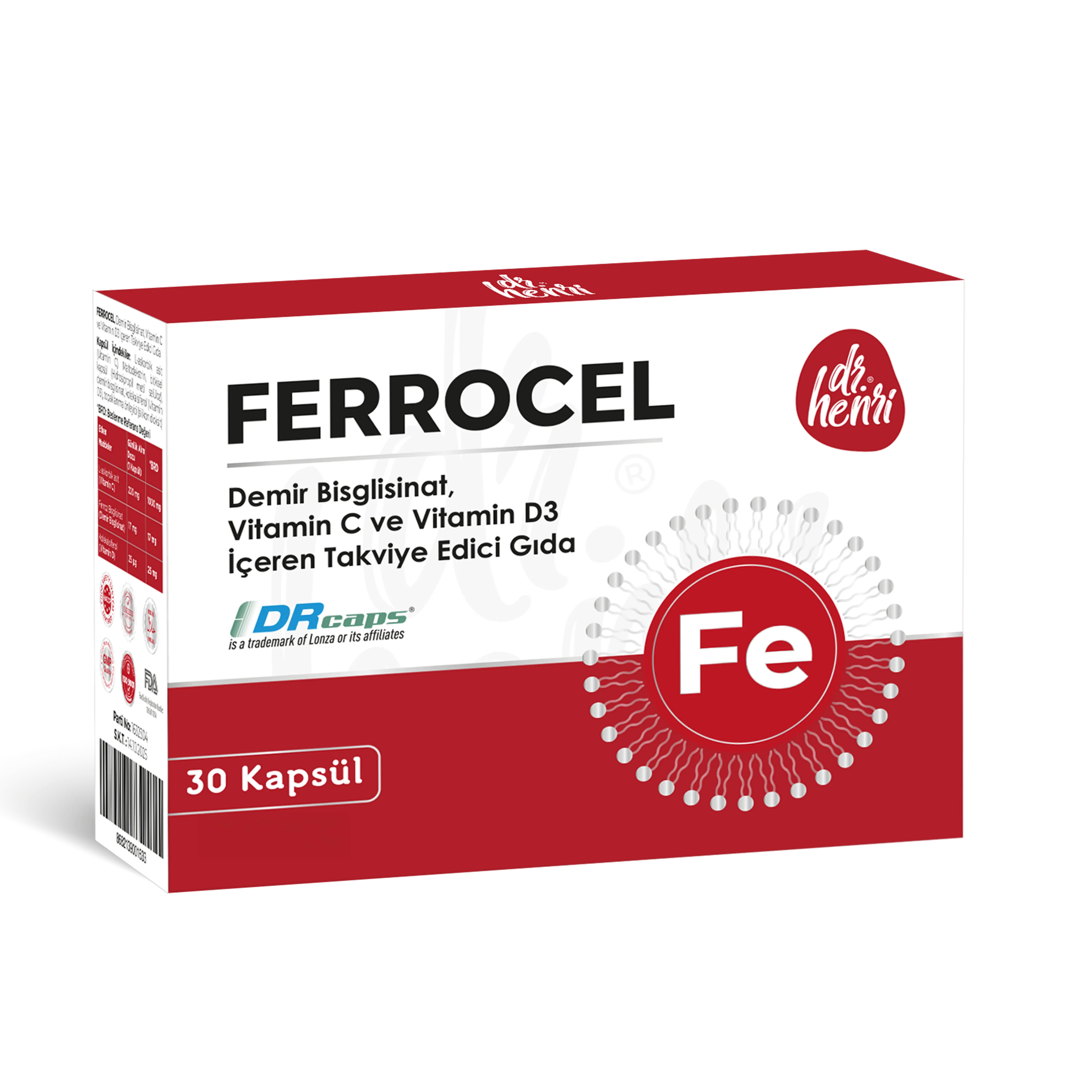 Dr. Henri Ferrocel Demir Bisglisinat  - 30 Kapsül